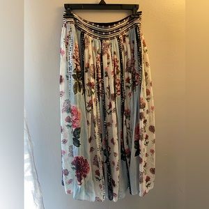 VERB Pallavi Singhee Multi-print Pleated Midi Skirt with Embroidered Waistband